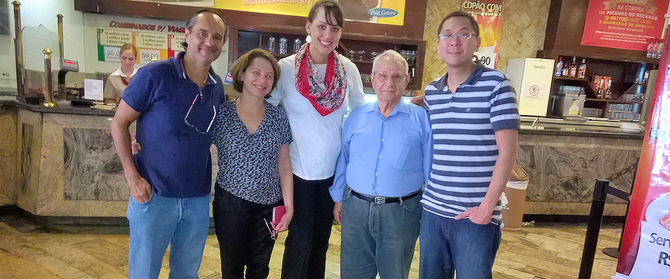 USP Colleagues with Professor Karen Tabb Dina Eating at Kilo for Lunch Brazil 2015