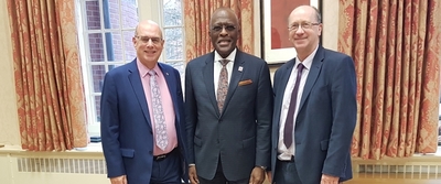 From left, University of Birmingham Vice-Chancellor Professor Sir David Eastwood, University of Illinois at Urbana-Champaign Chancellor Robert J Jones, and University of Birmingham Pro-Vice-Chancellor for Research and Knowledge Transfer Professor Tim Softly
