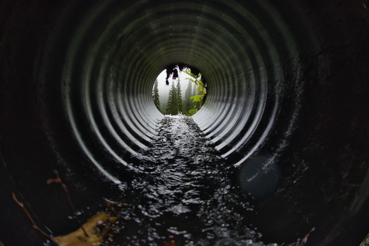 Water flowing through a culvert