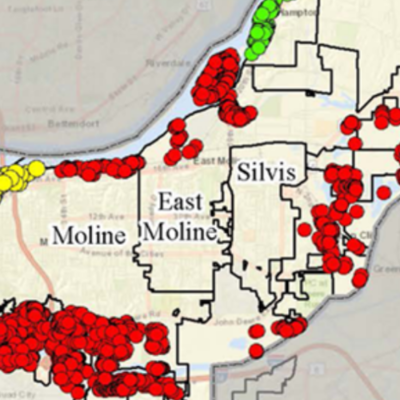 Rock Island county map of structure-based flood risk assessment