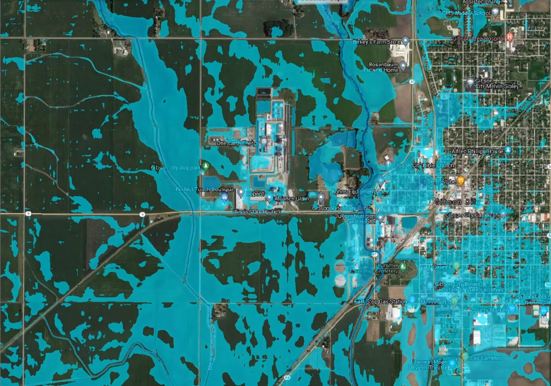 Water Survey simulation of Aug. 12 Gibson City flood