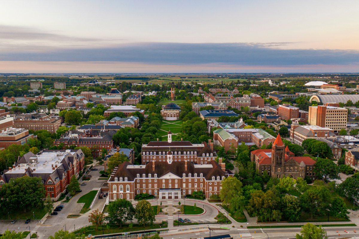 University of Illinois Urbana-Champaign campus from an aerial view