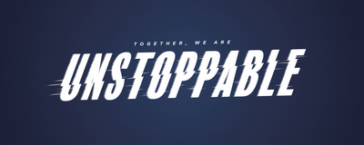 blue background, white text: together we are unstoppable