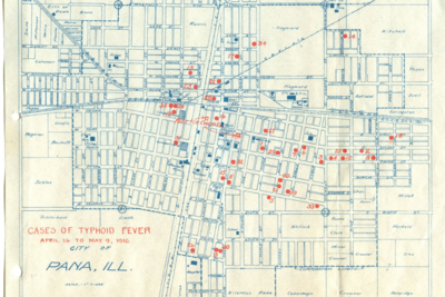 Early map contact tracing efforts conducted by ISWS in Pana, Illinois, 1916.