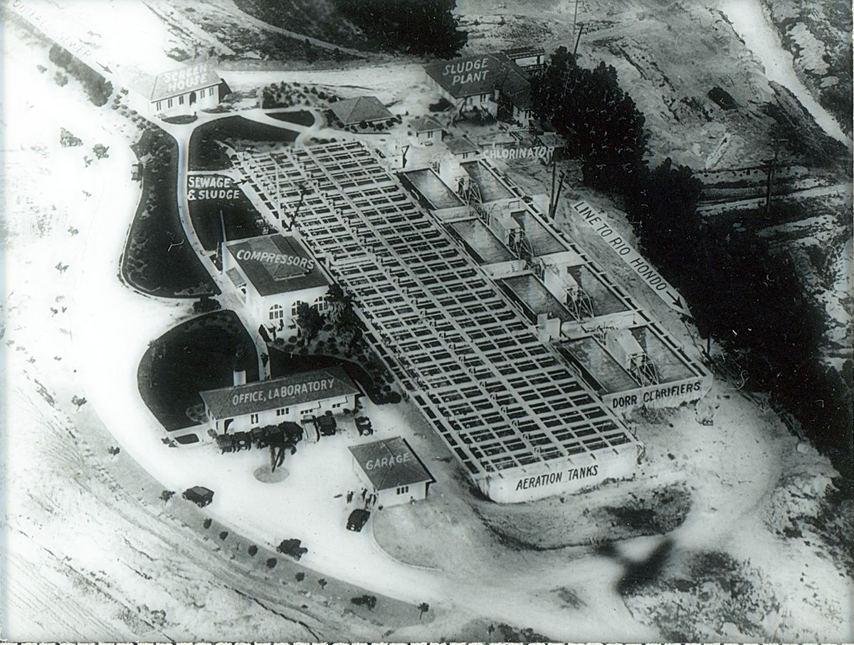 aerial view of the Pasadena California activated sludge plant from the ISWS glass slide archives