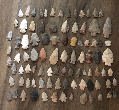 Assortment of projectile points collected by Ed Duling spanning nearly a 10,000 year period of time.