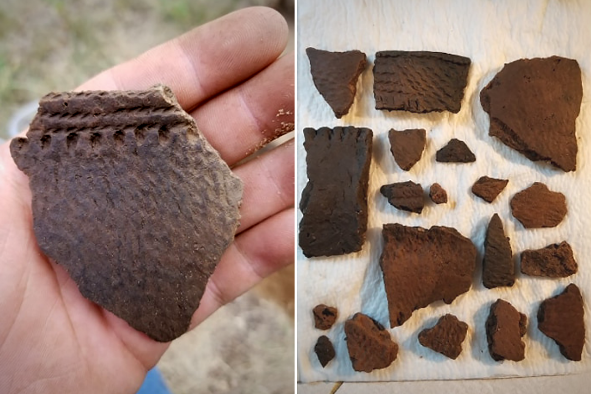 Ceramic shards that appear to relate to Burris ware, which is the product of a regional, terminal Late Woodland native culture found in this area and the adjacent part of Iowa that can be expected to date between approximately 900–1100 AD, or roughly one thousand years ago.