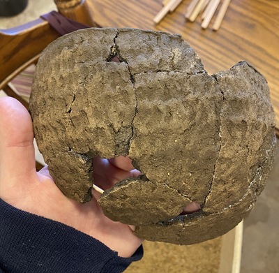 A recently reconstructed La Crosse fabric-marked vessel from the Herb Mangold donation. Photo credit: Aimee Roberts.