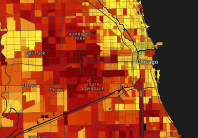 Map of Chicago and nearby cities shows differences in Wi-Fi accessibility