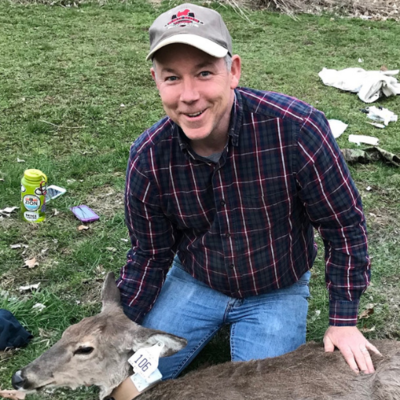 Eric Schauber with a tagged deer