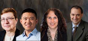 Composite image of left to right Professors: Klara Nahrstedt, Gang Wang, Nancy Amato, and Josep Torrellas