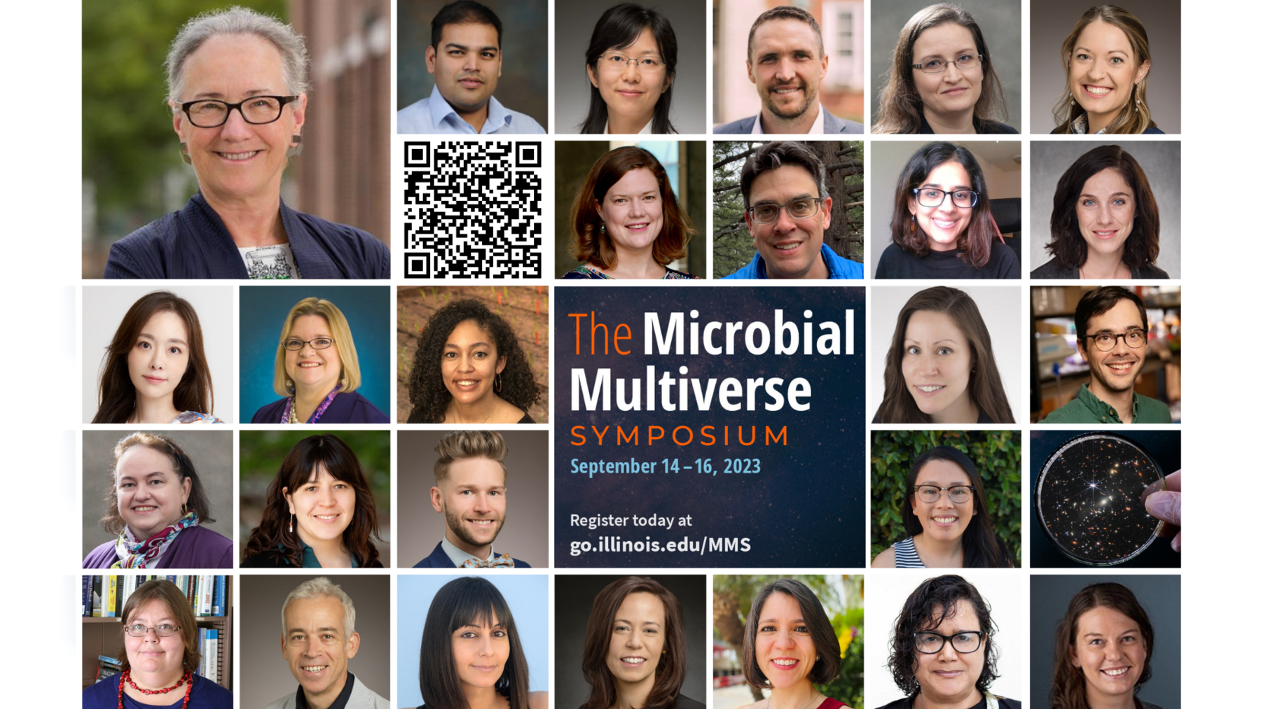 Headshots of all speakers at the Microbial Multiverse Symposium