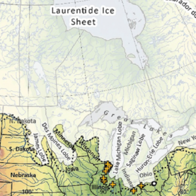 Map of the southeastern margin of the Laurentide Ice Sheet