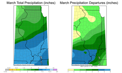Figure 3.  March 2023 Precipitation and Departures from Normal